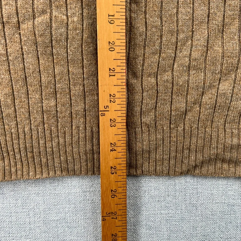 VTG 90s Brooks Brothers V-Neck Sweater Men Large Camel Lambswool Ribbed Knit Ivy